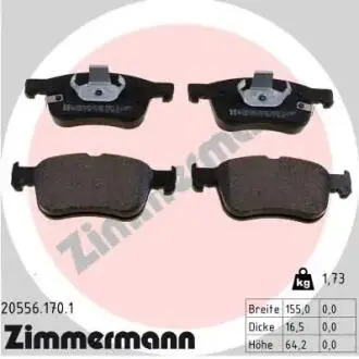 205561701 Колодки гальмівні (передні) Ford Focus/Kuga 1.0-2.0 EcoBoost18-(Ate) ZIMMERMANN підбір по vin на Brocar