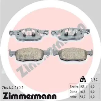 264441701 Колодки гальмівні (передні) Toyota Yaris 1.0 20-(Ate) ZIMMERMANN підбір по vin на Brocar