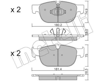 2211200 Колодки гальмівні (передні) Volvo S60/S90/V60/V90/XC40/XC60/XC90 2.0 15- METELLI підбір по vin на Brocar