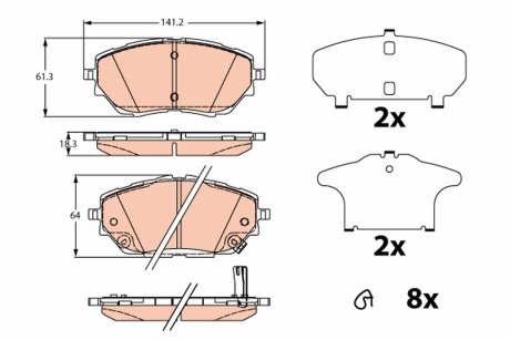 GDB2290 KLOCKI HAM. TOYOTA P. C-HR/COROLLA 1,2-2,0 16- TRW подбор по vin на Brocar