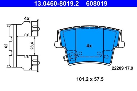 13046080192 KLOCKI HAM. CHRYSLER T. 300 C 2,7-6,1 04- ATE підбір по vin на Brocar