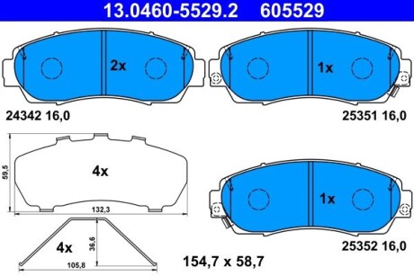 13046055292 KLOCKI HAM. HONDA P. CR-V 1,5-2,4 17- ATE подбор по vin на Brocar