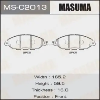 MSC2013 Колодки гальмівні передні MASUMA підбір по vin на Brocar