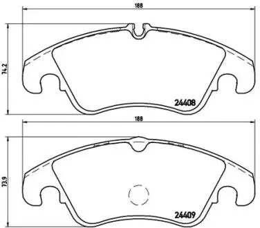 P24074 Комплект гальмівних колодок, дискове гальмо BREMBO підбір по vin на Brocar