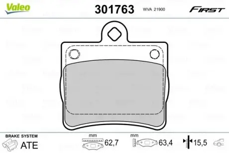 301763 Гальмівні колодки дискові MERCEDES C-Class "1,8-2,5 "R "93-00 VALEO підбір по vin на Brocar
