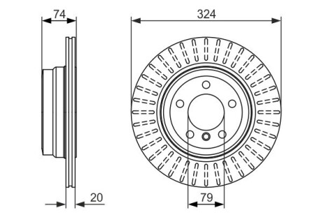 0986479671 Тормозной диск BMW 7(E65,E66) 730i,iL 04-08 R BOSCH підбір по vin на Brocar