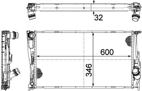 CR1086000P Радиатора 346 mm BMW MAHLE / KNECHT підбір по vin на Brocar