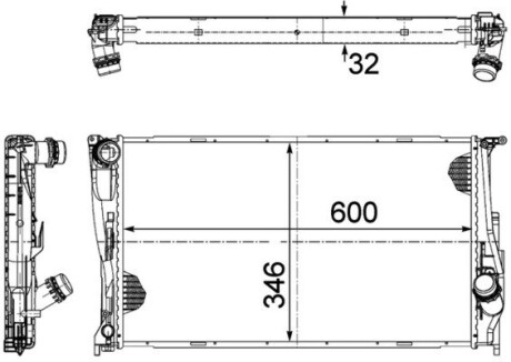 CR1083000P Радиатора 346 mm BMW MAHLE / KNECHT підбір по vin на Brocar