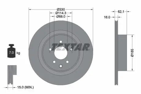 92319703 Диск гальмівний INFINITI EX/G "R D=330mm "07>> TEXTAR підбір по vin на Brocar