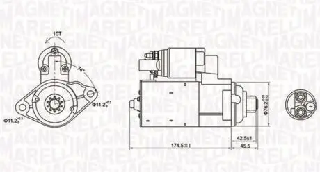 063721409010 Стартер (12V, 1kW) AUDI A3, TT, SEAT ALTEA, ALTEA XL, LEON, TOLEDO III, VW EOS, GOLF PLUS, GOLF V, GOLF VI, JETTA III, SCIROCCO, TOURAN 1.4/1.8/2.0 09.04- MAGNETI MARELLI підбір по vin на Brocar