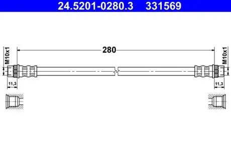24520102803 Тормозной шланг ATE подбор по vin на Brocar