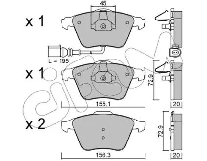 8225494 Гальмівні колодки перед. AUDI A3/TT VW Golf V, Passat-5 SEAT Leon (з датч.) CIFAM підбір по vin на Brocar