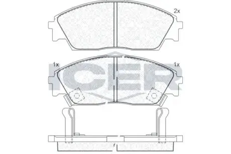 180755 Колодки гальмівні (передні) Honda Civic 87-95 ICER підбір по vin на Brocar