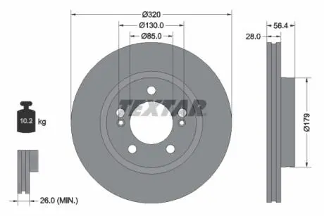 92332803 TARCZA HAM. SSANGYONG P. MUSSO/REXTON 2,0/2,2 E-XDI 17- TEXTAR подбор по vin на Brocar