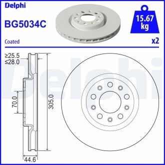 BG5034C Тормозные диски передні DELPHI підбір по vin на Brocar