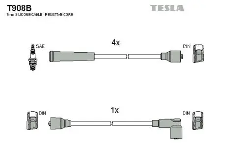 T908B Комплект кабелів запалювання TESLA підбір по vin на Brocar