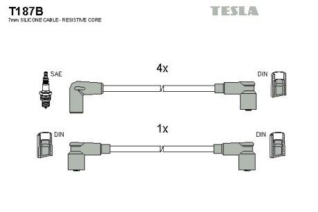 T187B Комплект кабелів запалювання TESLA підбір по vin на Brocar