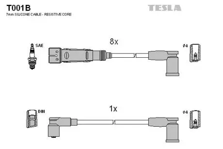 T001B Комплект кабелів запалювання TESLA підбір по vin на Brocar