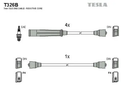 T326B Комплект кабелей зажигания TESLA подбор по vin на Brocar