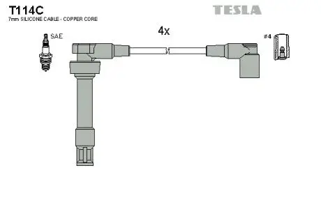 T114C Комплект кабелей зажигания TESLA подбор по vin на Brocar