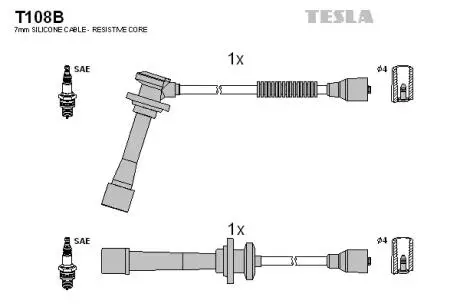T108B Комплект кабелей зажигания TESLA подбор по vin на Brocar