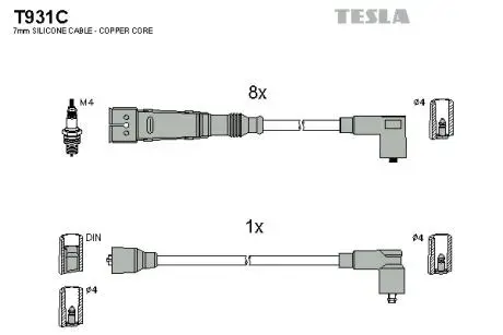 T931C Комплект кабелів запалювання TESLA підбір по vin на Brocar