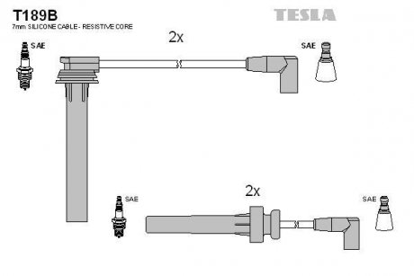 T189B Комплект кабелей зажигания TESLA подбор по vin на Brocar