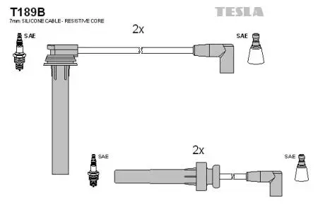 T189B Комплект кабелей зажигания TESLA подбор по vin на Brocar