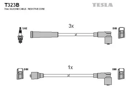 T323B Комплект кабелів запалювання TESLA підбір по vin на Brocar