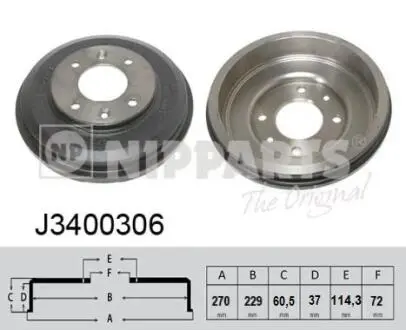 J3400306 Гальмівний барабан NIPPARTS підбір по vin на Brocar
