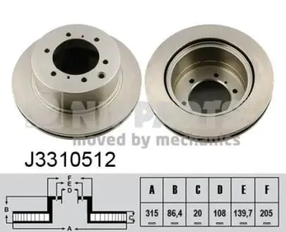 J3310512 Тормозной диск NIPPARTS подбор по vin на Brocar