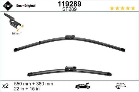 119289 Щетка стеклоочистителя SWF підбір по vin на Brocar