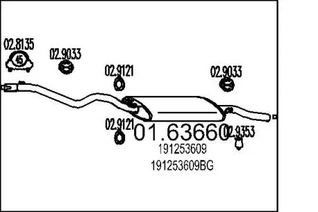 0163660 Глушник MTS підбір по vin на Brocar