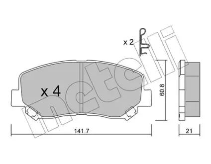 2209691 Колодки тормозные (передние) Jeep Cherokee 2.0-2.2 CRD/3.2 13- METELLI подбор по vin на Brocar