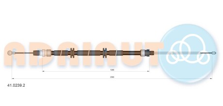 4102392 Трос ручного тормоза Kangoo II (лев/пр.) диск. (дл.база) (2392/1297mm) ADRIAUTO підбір по vin на Brocar