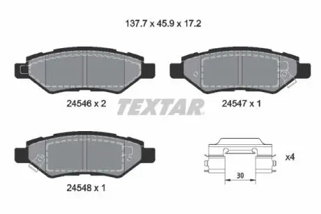 2454601 Комплект гальмівних колодок TEXTAR підбір по vin на Brocar