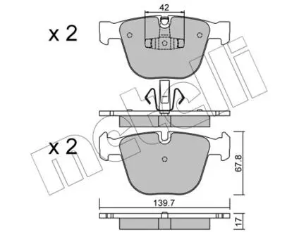 2207736 Колодки тормозные (задние) BMW 5 (F07)/7 (F01-F04) 08-15 N54/N55/N57/N63/N74 METELLI подбор по vin на Brocar