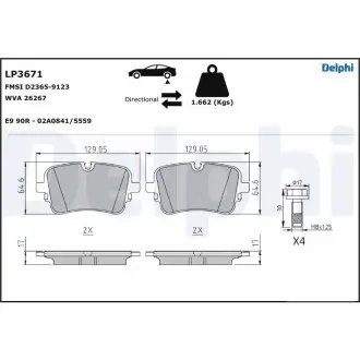 LP3671 KLOCKI HAMULCOWE TYL TARCZA 350 DELPHI подбор по vin на Brocar