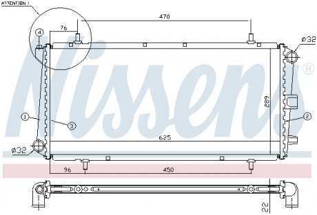 62785A Радиатор, охлаждение двигателя NISSENS подбор по vin на Brocar