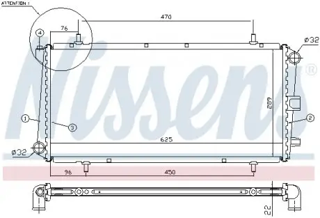 62785A Радіатор, охолодження двигуна NISSENS підбір по vin на Brocar