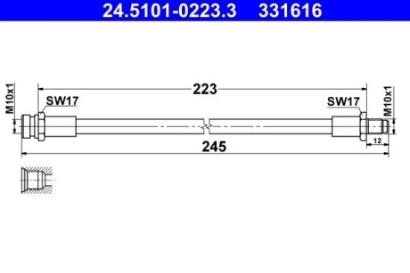 24510102233 PRZEWOD HAM.TYL L/P ZEW. ATE підбір по vin на Brocar