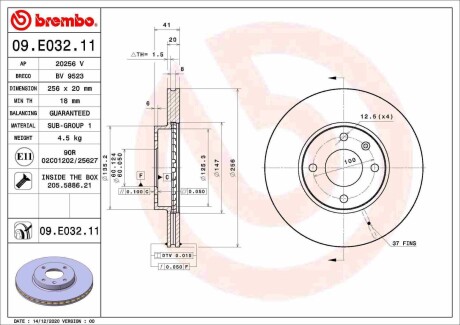 09E03211 TARCZA HAMULCOWA PRZOD BREMBO підбір по vin на Brocar