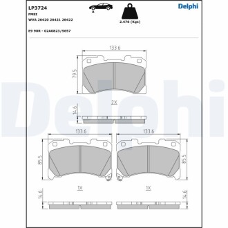 LP3724 KLOCKI HAM.PRZOD DELPHI підбір по vin на Brocar