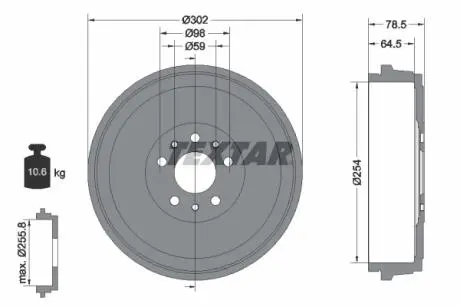 94045400 Гальмівний барабан TEXTAR підбір по vin на Brocar