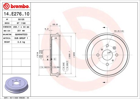 14E27610 BEBEN HAMULCOWY BREMBO подбор по vin на Brocar