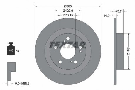 92308403 TARCZA HAM. HONDA T. CIVIC 2,0 TYPE-R 17- TEXTAR підбір по vin на Brocar