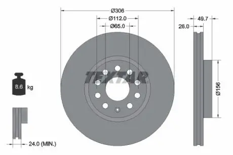92334805 Гальмівний диск TEXTAR підбір по vin на Brocar