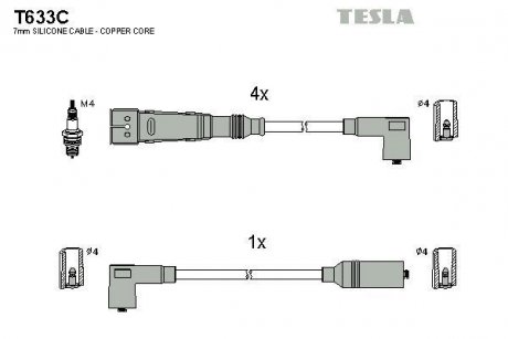 T633C Комплект кабелей зажигания TESLA подбор по vin на Brocar