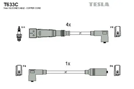 T633C Комплект кабелів запалювання TESLA підбір по vin на Brocar