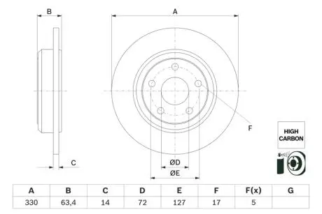 0986479F89 TARCZA HAM. JEEP T. GRAND CHEROKEE 3,0 CRD/3,6-6,4 4X4 10- BOSCH підбір по vin на Brocar
